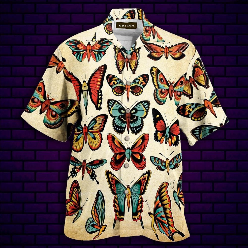 Felacia [Hawaii Shirt] Butterfly Sexy Body Hawaiian Unisex Aloha Shirts-ZX1798